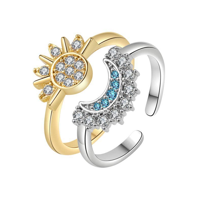 Sun & Moon Matching Necklace, Bracelet & Ring Set, Friendship & Couple Gift - Ring - image 2