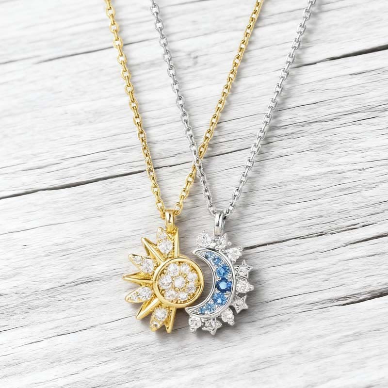 Sun & Moon Matching Necklace, Bracelet & Ring Set, Friendship & Couple Gift - Necklace - image 3