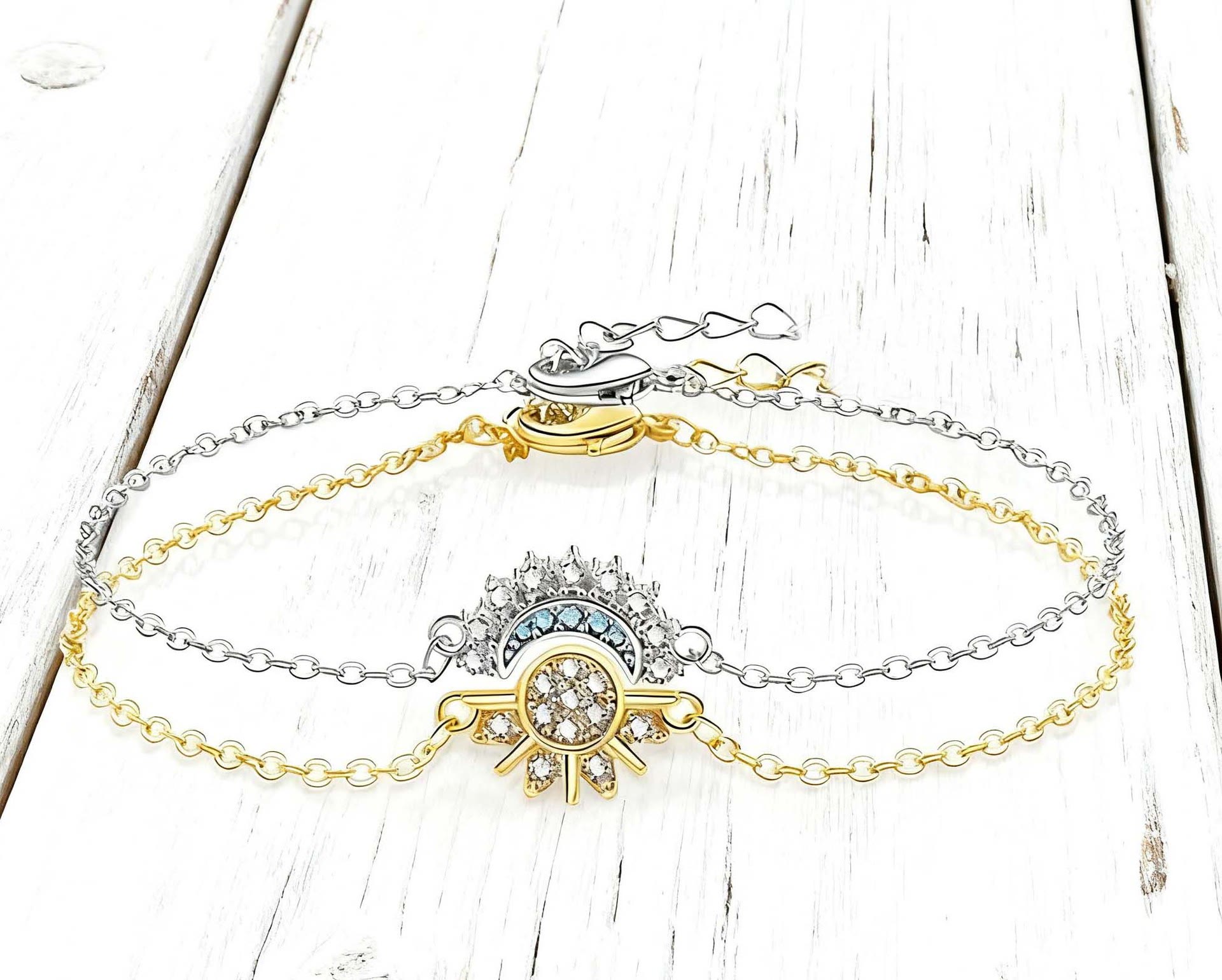 Sun & Moon Matching Necklace, Bracelet & Ring Set, Friendship & Couple Gift - Bracelet - image 5
