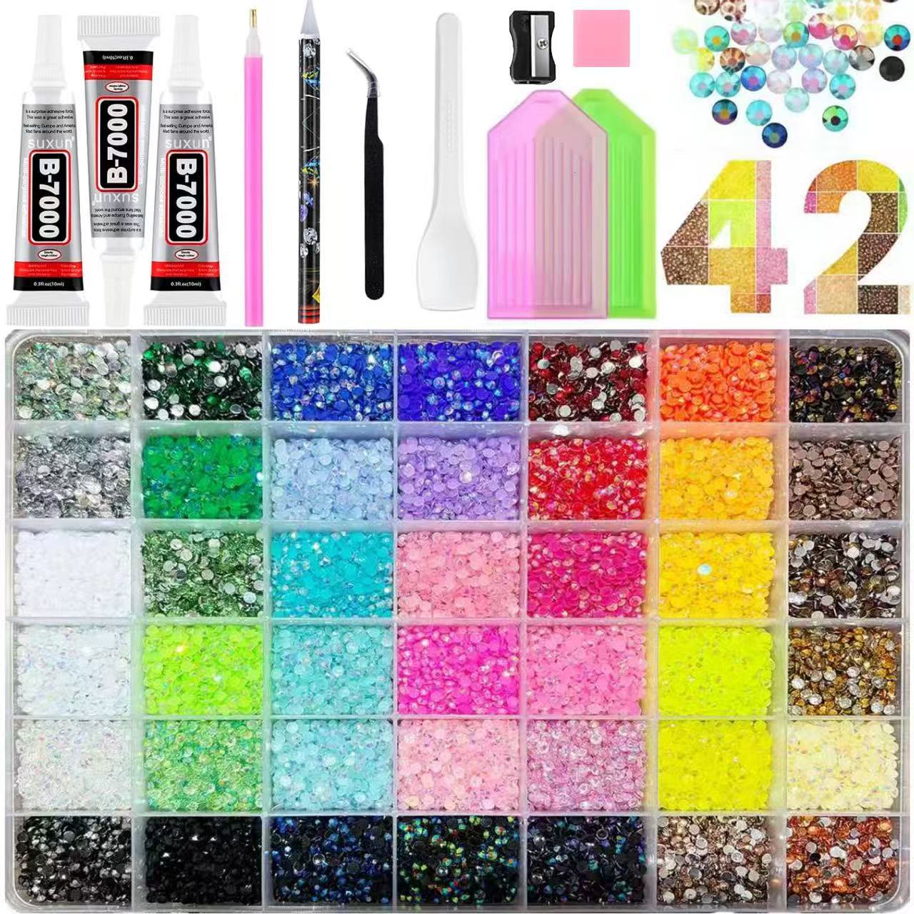 42000Pcs 42Colors 3mm Jelly Flatback RhinestonesBedazzling Kit with Nail Art, Shoes & DlY - C - image 13