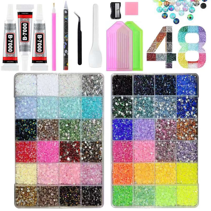42000Pcs 42Colors 3mm Jelly Flatback RhinestonesBedazzling Kit with Nail Art, Shoes & DlY - D - image 14