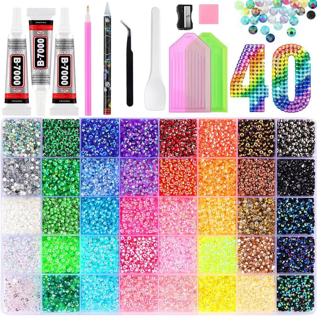 42000Pcs 42Colors 3mm Jelly Flatback RhinestonesBedazzling Kit with Nail Art, Shoes & DlY - B - image 12