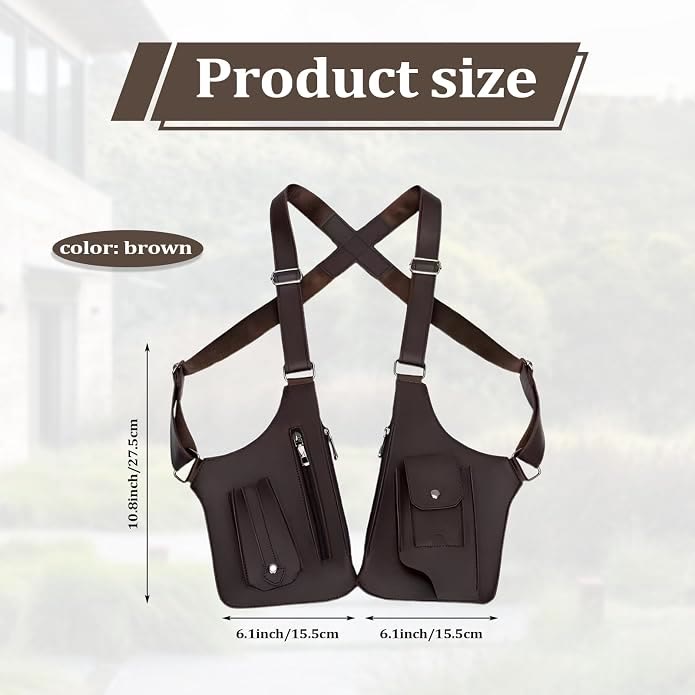 Double Shoulder Anti-Theft Harness Bag, Leather Armpit Wallet - image 2