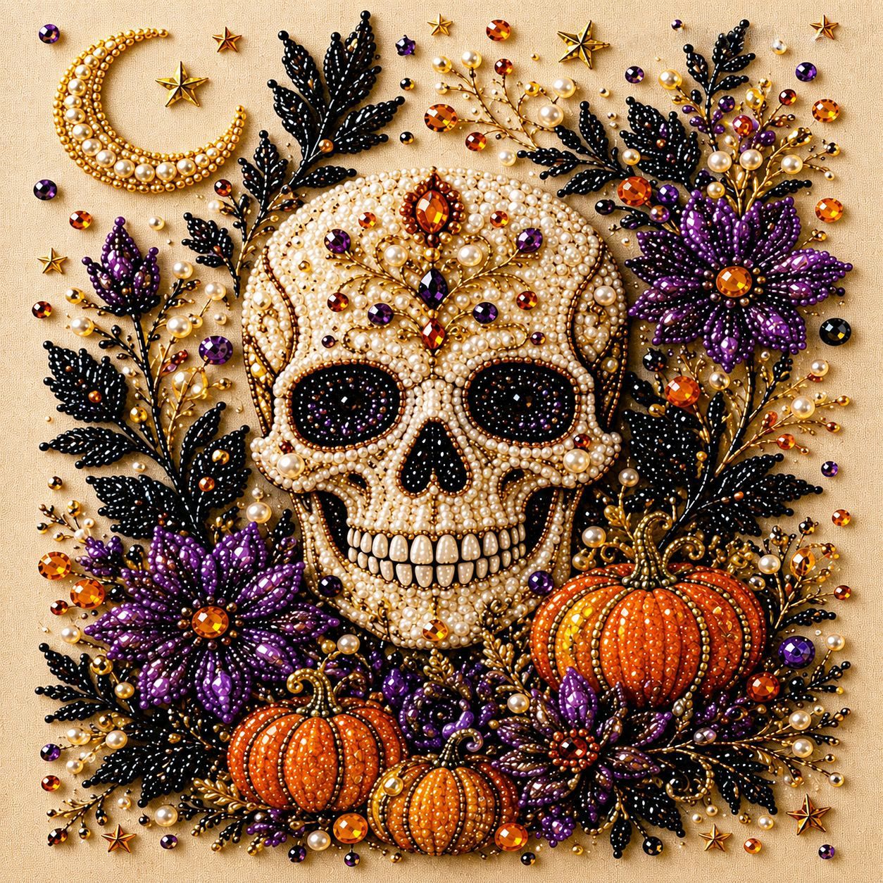Halloween DIY Diamond Painting Kit, Pumpkin Cat & Ghost Diamond Art for Home Decor - 💀 Skull - 7.8*7.8in - image 12