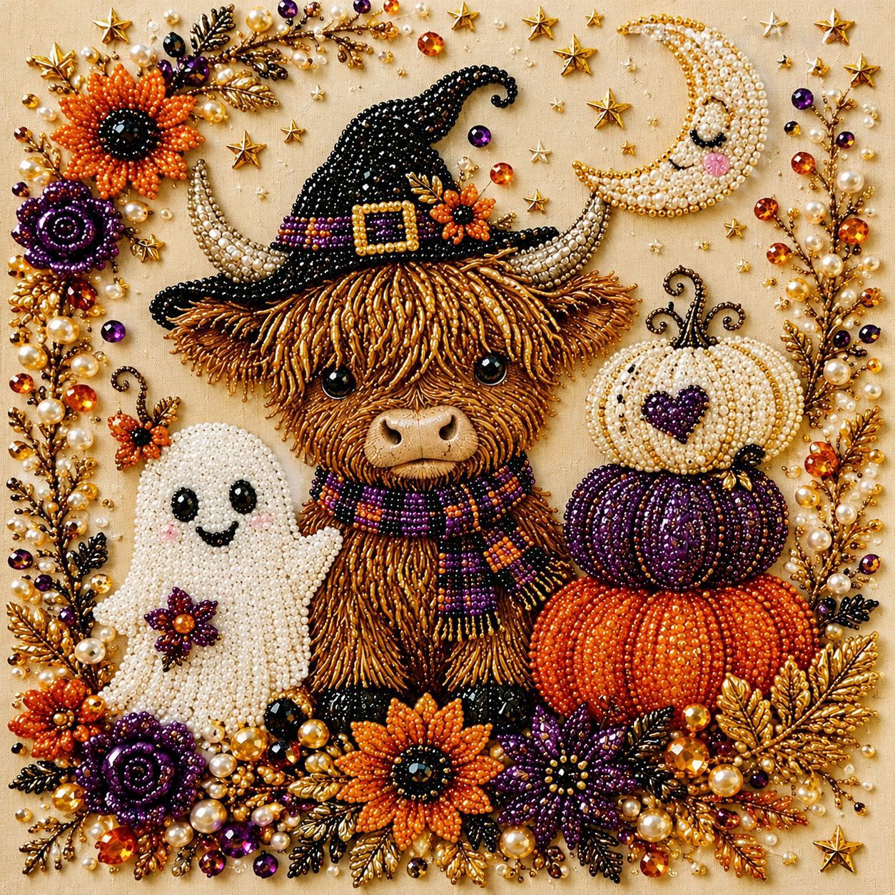 Halloween DIY Diamond Painting Kit, Pumpkin Cat & Ghost Diamond Art for Home Decor - 🐮 Cow - 7.8*7.8in - image 11