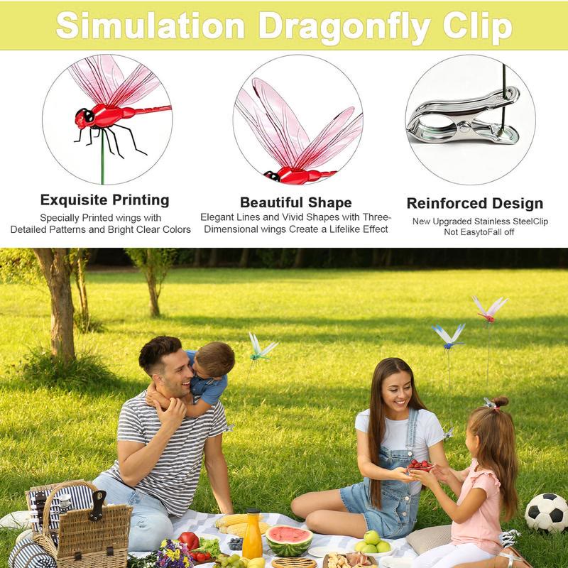 12 PCS Outdoor Fake Dragonfly Rod Clip, Garden MetalDragonfly Clip.Natural Organic Concept - image 2