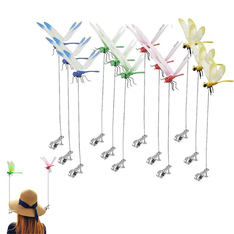 12 PCS Outdoor Fake Dragonfly Rod Clip, Garden MetalDragonfly Clip.Natural Organic Concept - Multicolor - image 1