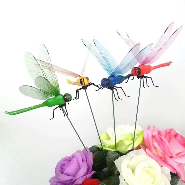 12 PCS Outdoor Fake Dragonfly Rod Clip, Garden MetalDragonfly Clip.Natural Organic Concept - image 3