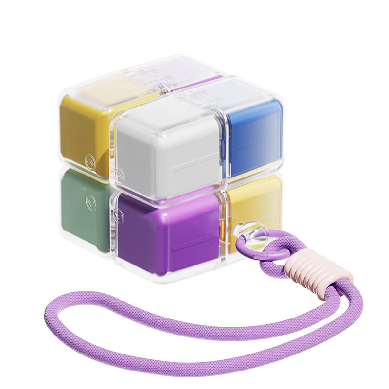 Rubik's Cube Magnetic Pill Box Keychain, Mini Medicine Organizer - Multicolor - image 9