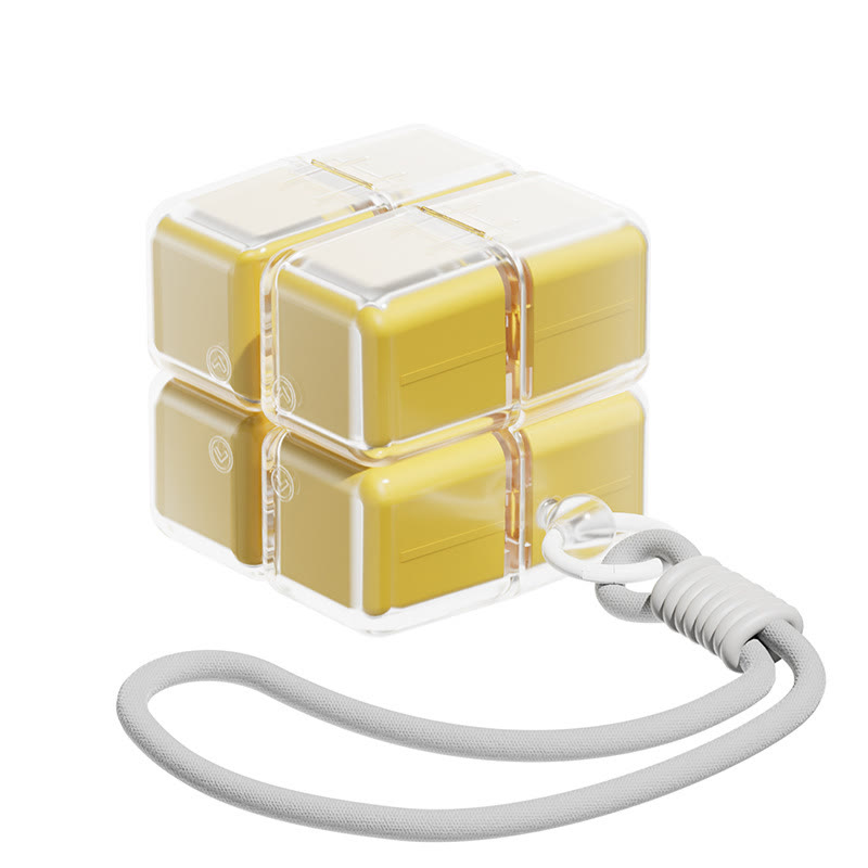 Rubik's Cube Magnetic Pill Box Keychain, Mini Medicine Organizer - Yellow - image 13