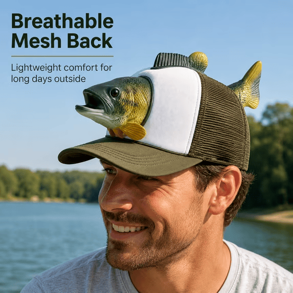 Fishing Lover 3D Fish Hat, Novelty Outdoor Adjustable Cap - image 4