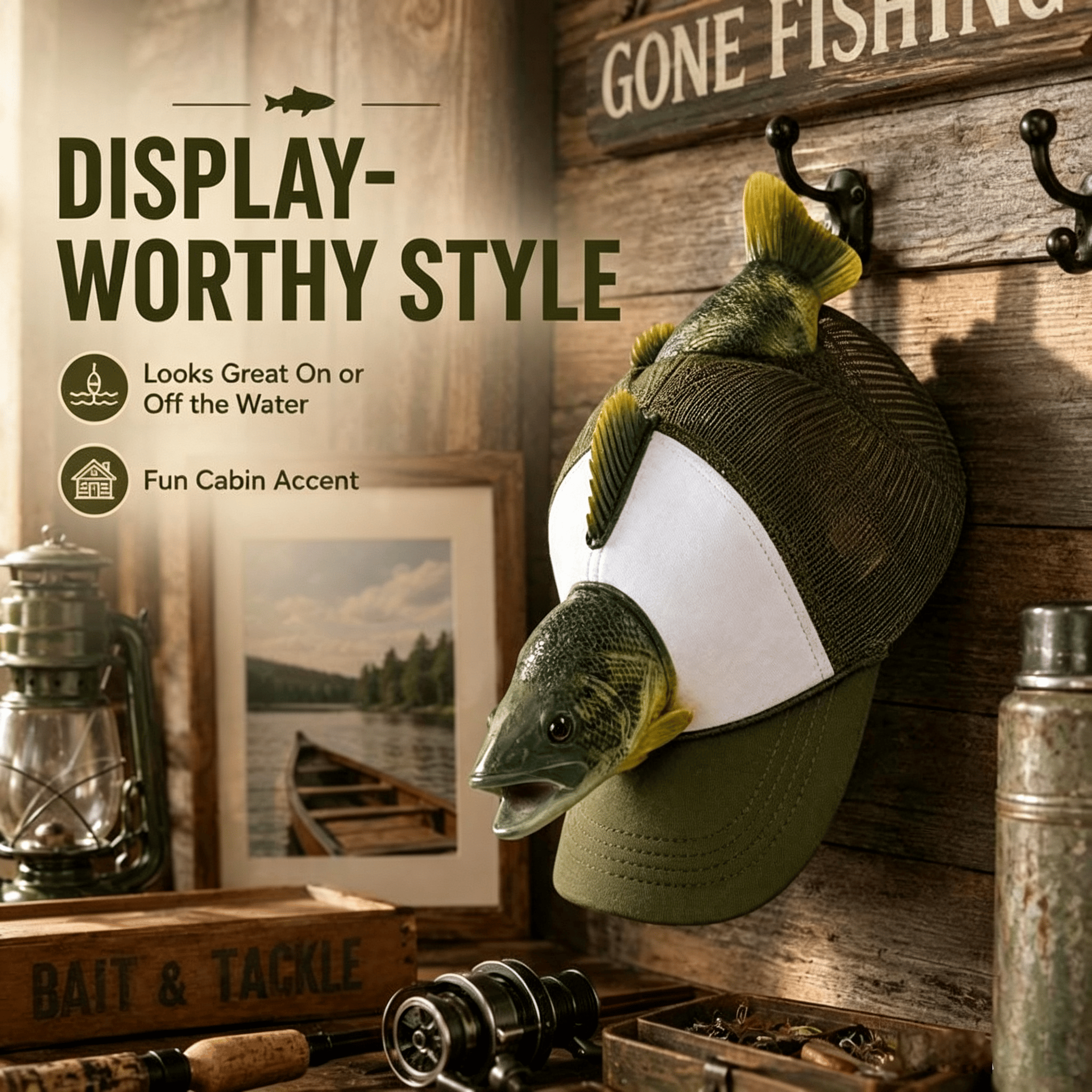 Fishing Lover 3D Fish Hat, Novelty Outdoor Adjustable Cap - image 5