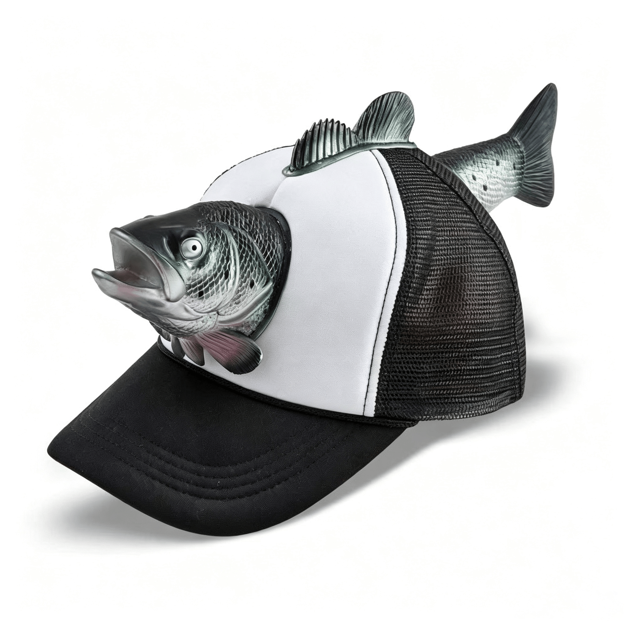Fishing Lover 3D Fish Hat, Novelty Outdoor Adjustable Cap - Grey - image 11