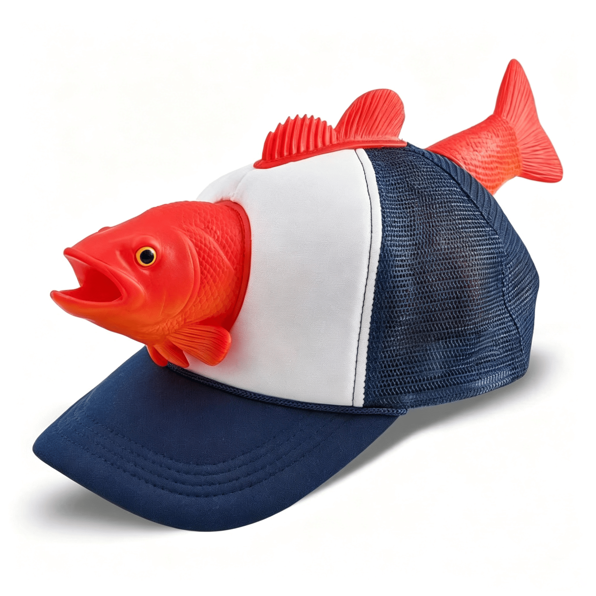 Fishing Lover 3D Fish Hat, Novelty Outdoor Adjustable Cap - Red - image 12