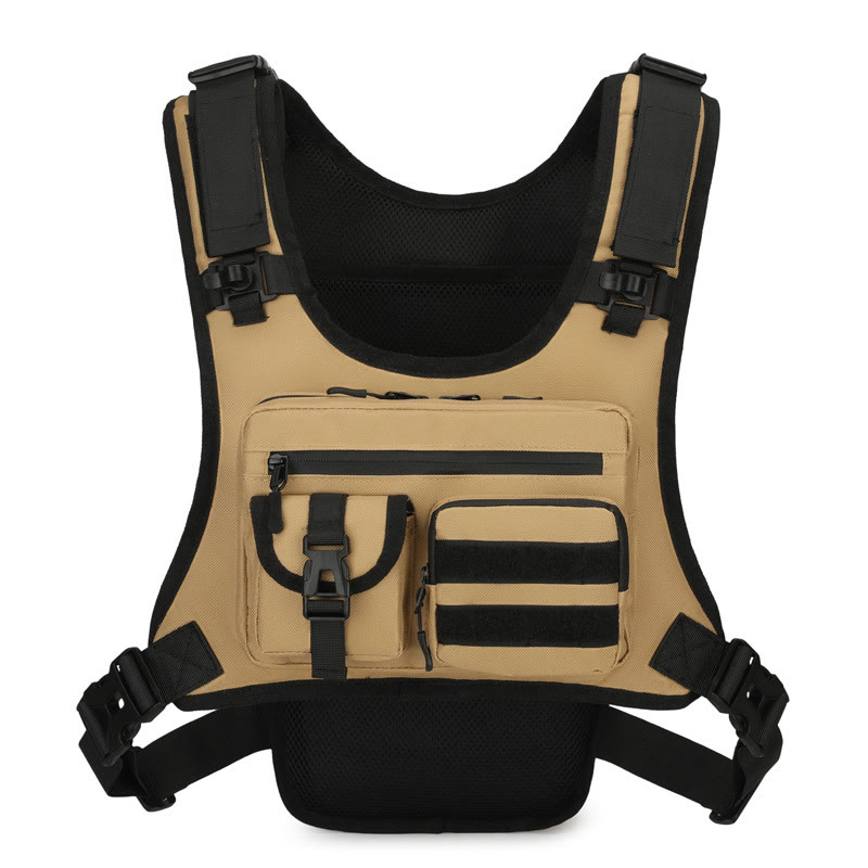 Tactical Hydration Vest Backpack, Multi-Pocket Running & Cycling Chest Pack - Khaki - image 15