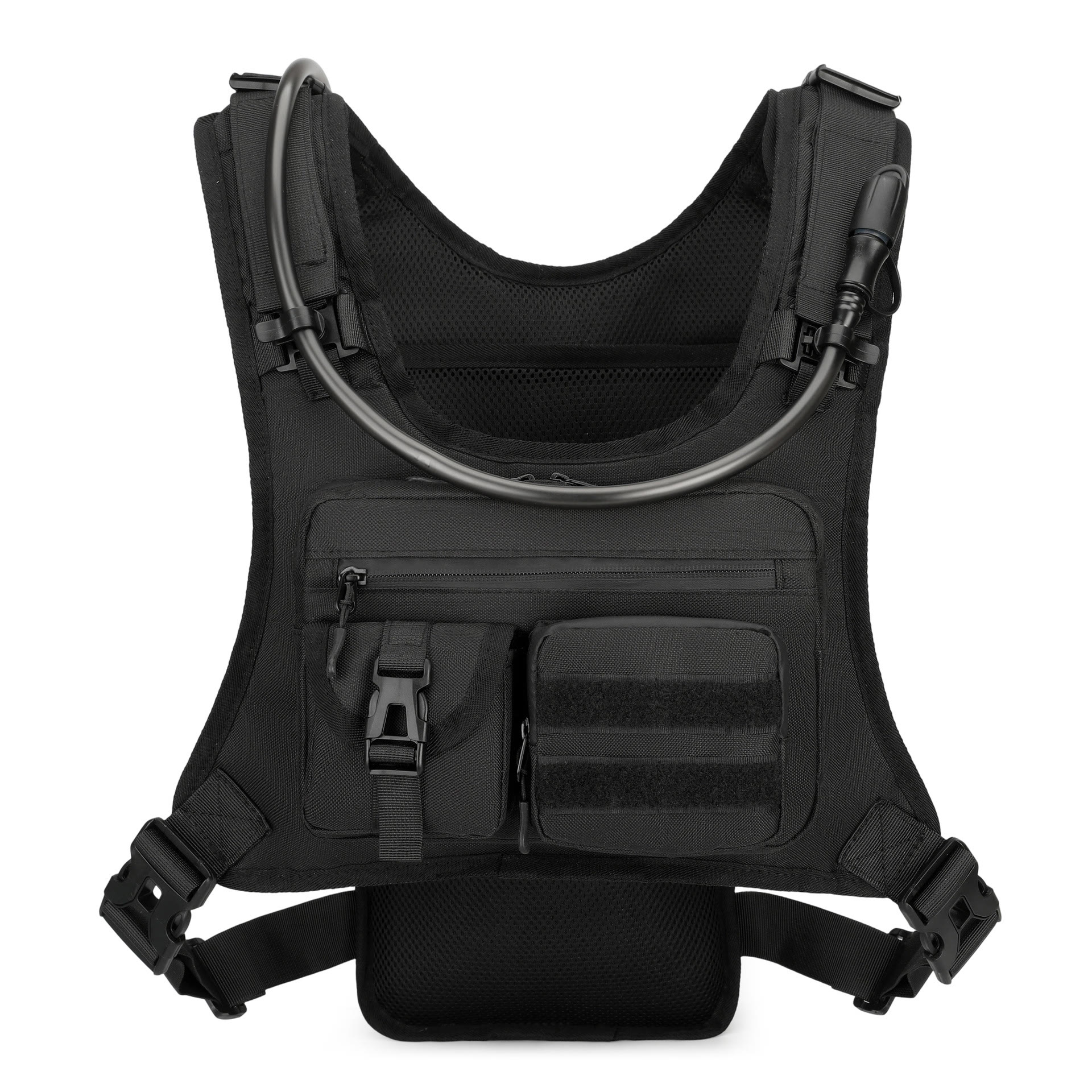 Tactical Hydration Vest Backpack, Multi-Pocket Running & Cycling Chest Pack - Black - image 13