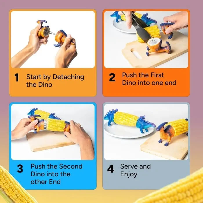 Dinosaur Corn Cob Holders – Cute BBQ Corn Forks for Family Grill Parties - image 4