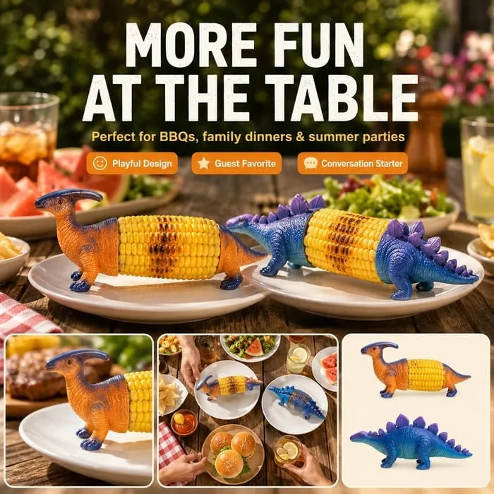 Dinosaur Corn Cob Holders – Cute BBQ Corn Forks for Family Grill Parties - image 2