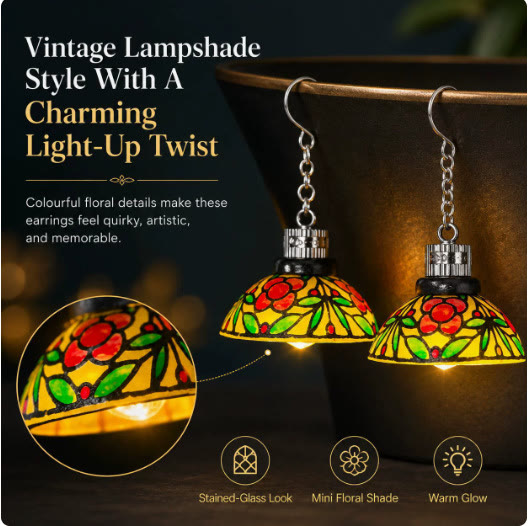 Mini Chandelier Light Earrings – Vintage Lampshade Style Dangle Earrings for Women - image 1