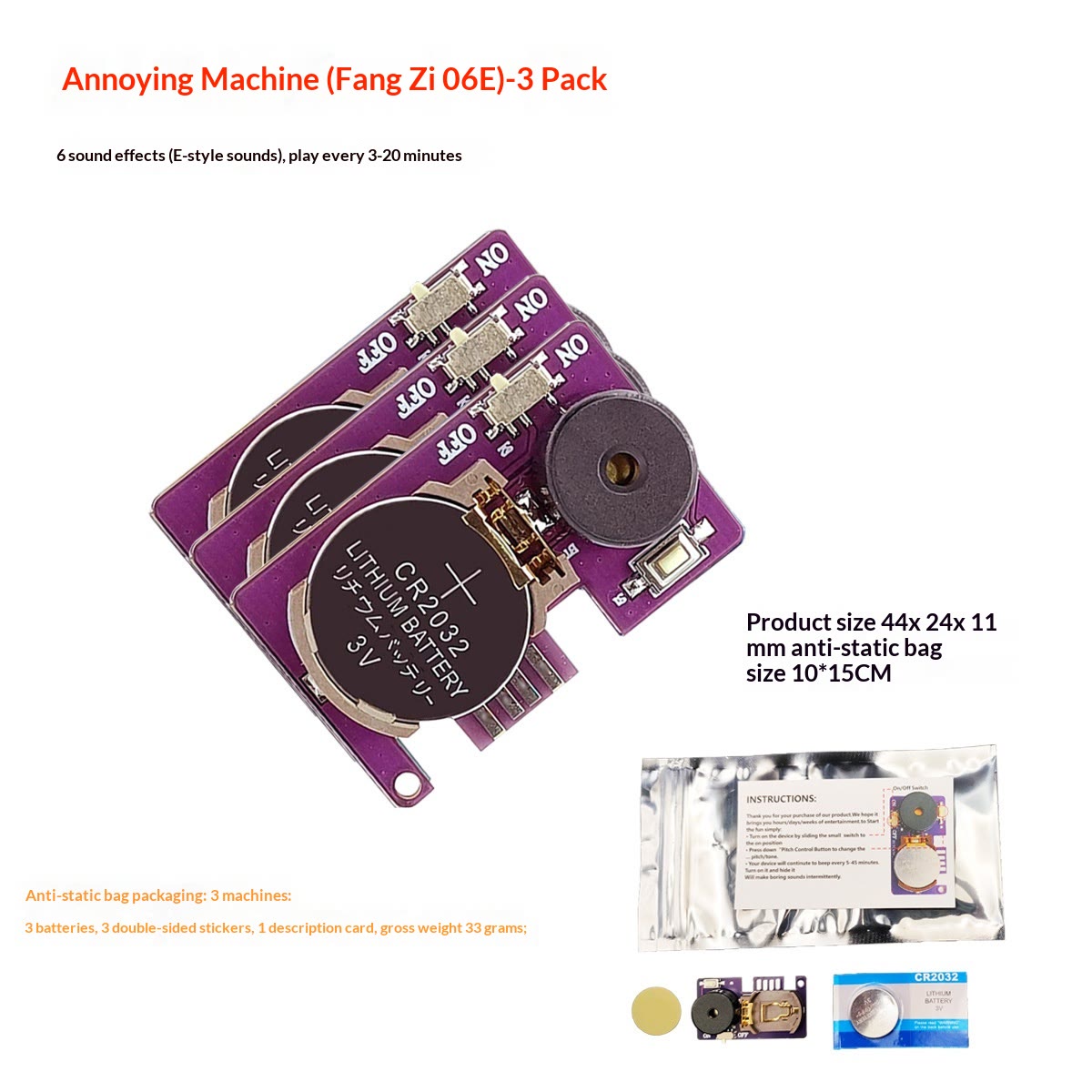 6 PCS Annoying Cricket Prank Noisemaker - Long Lasting Hidden Beeps - Purple（3PCS） - image 10