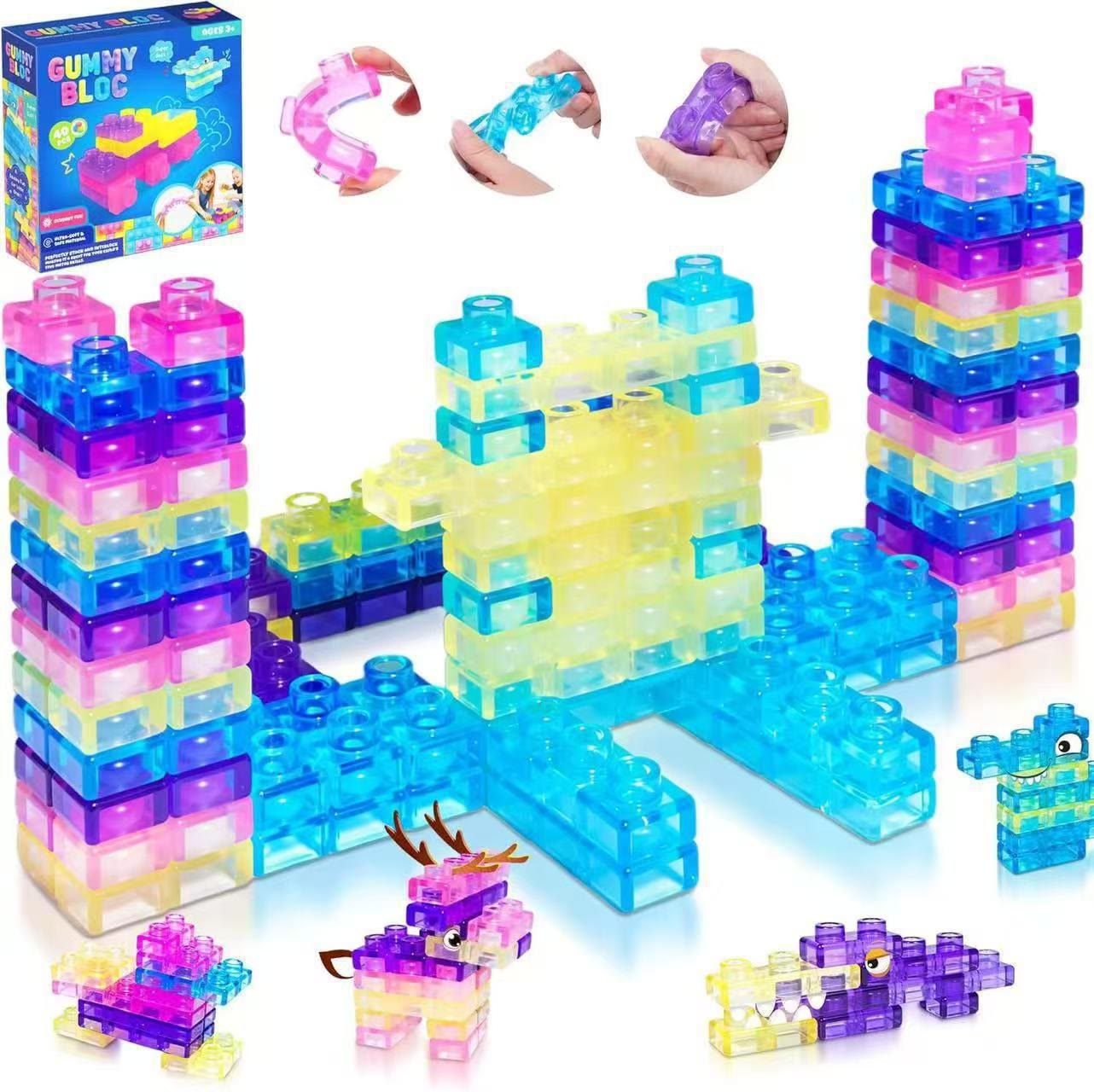 Jelly Blocks, Squishy Multi-color Stacking Building Blocks Toy - image 10