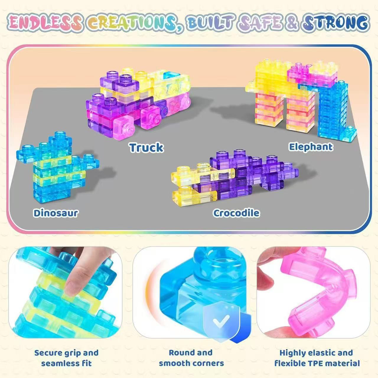 Jelly Blocks, Squishy Multi-color Stacking Building Blocks Toy - image 9