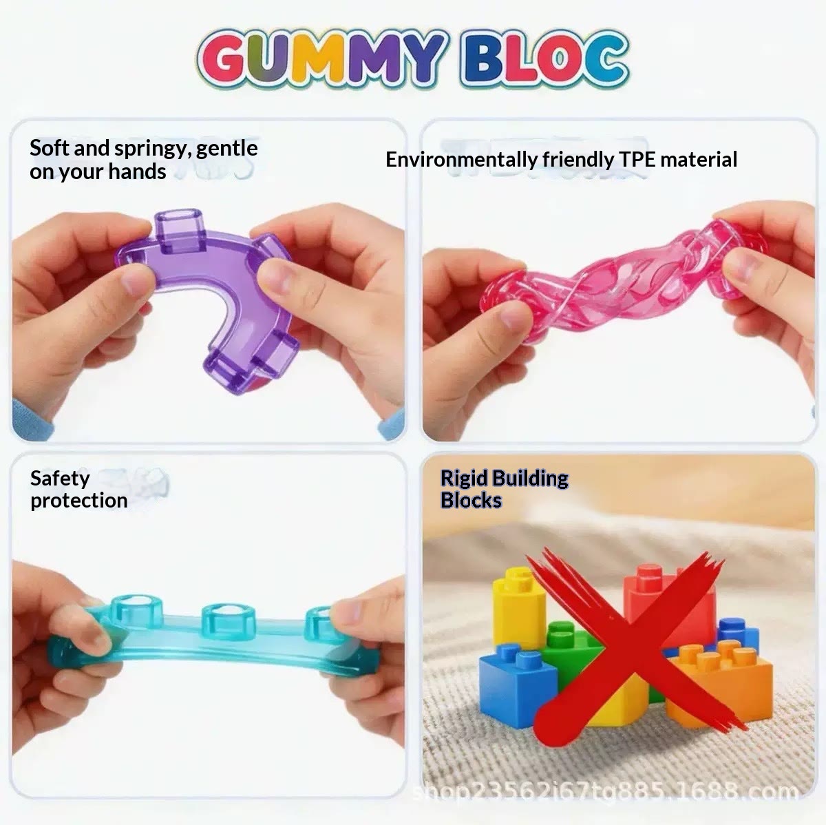 Jelly Blocks, Squishy Multi-color Stacking Building Blocks Toy - image 11