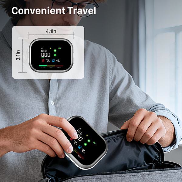 6-in-1 Portable Gas Detector with Temp & Humidity Sensor, HD Display, Plug & Play - image 2