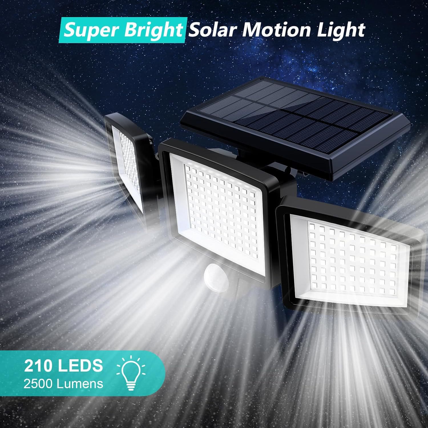 Solar Outdoor Lights ,3 Heads Dimmable SpotLights with 3 Modes,IP65 Waterproof - image 4