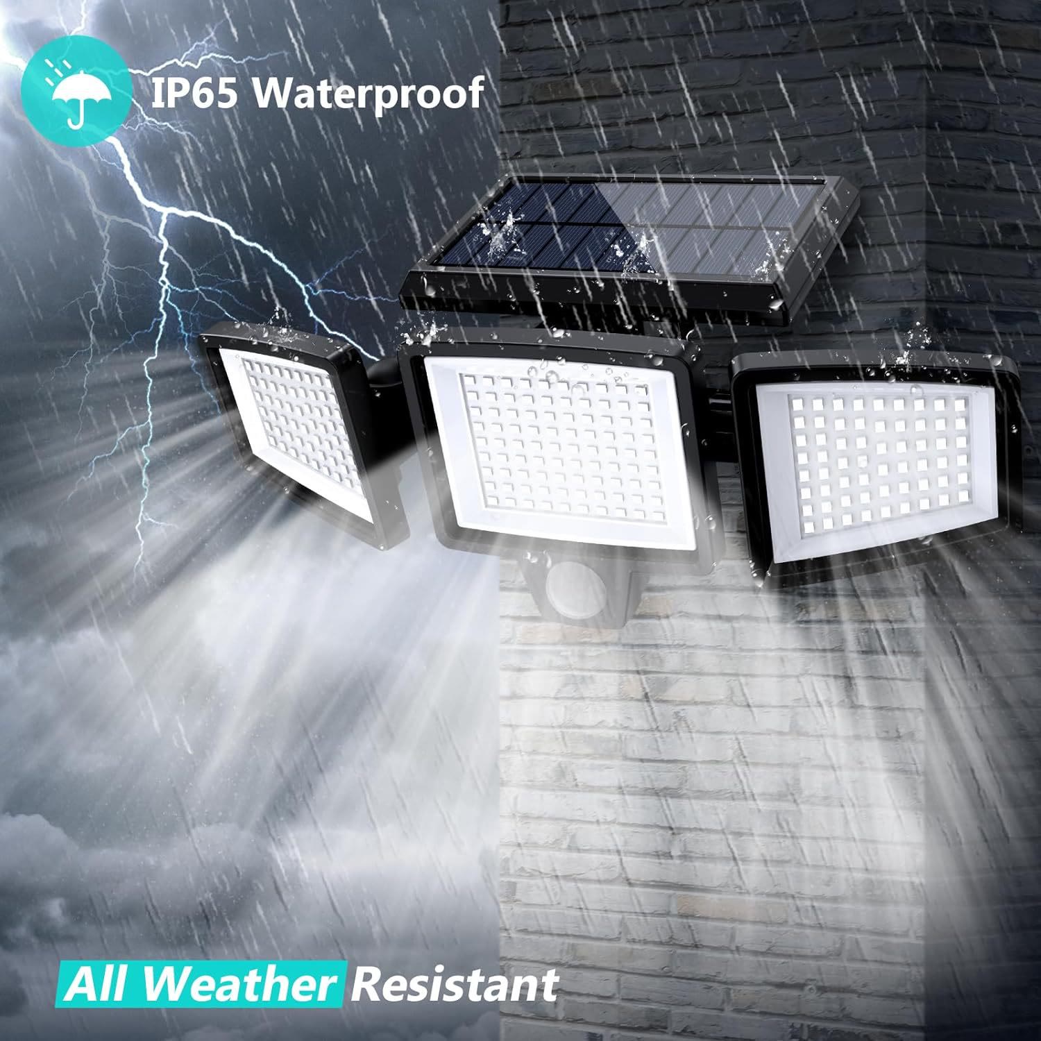 Solar Outdoor Lights ,3 Heads Dimmable SpotLights with 3 Modes,IP65 Waterproof - image 3