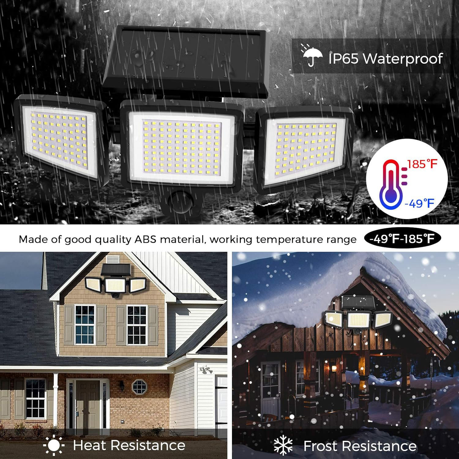 Solar Outdoor Lights ,3 Heads Dimmable SpotLights with 3 Modes,IP65 Waterproof - image 7