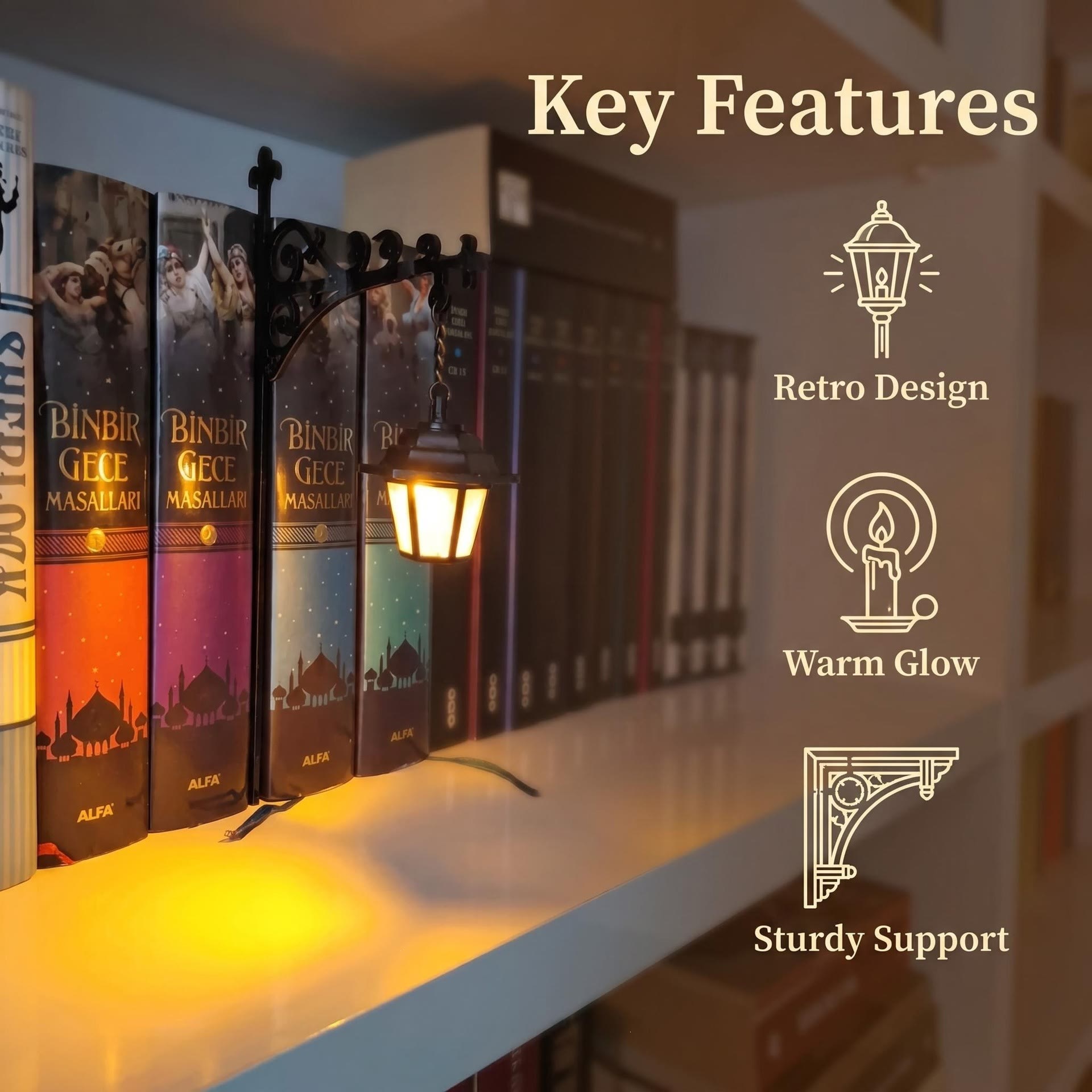 Library Lantern-Decorative Bookshelf Lighting - image 1