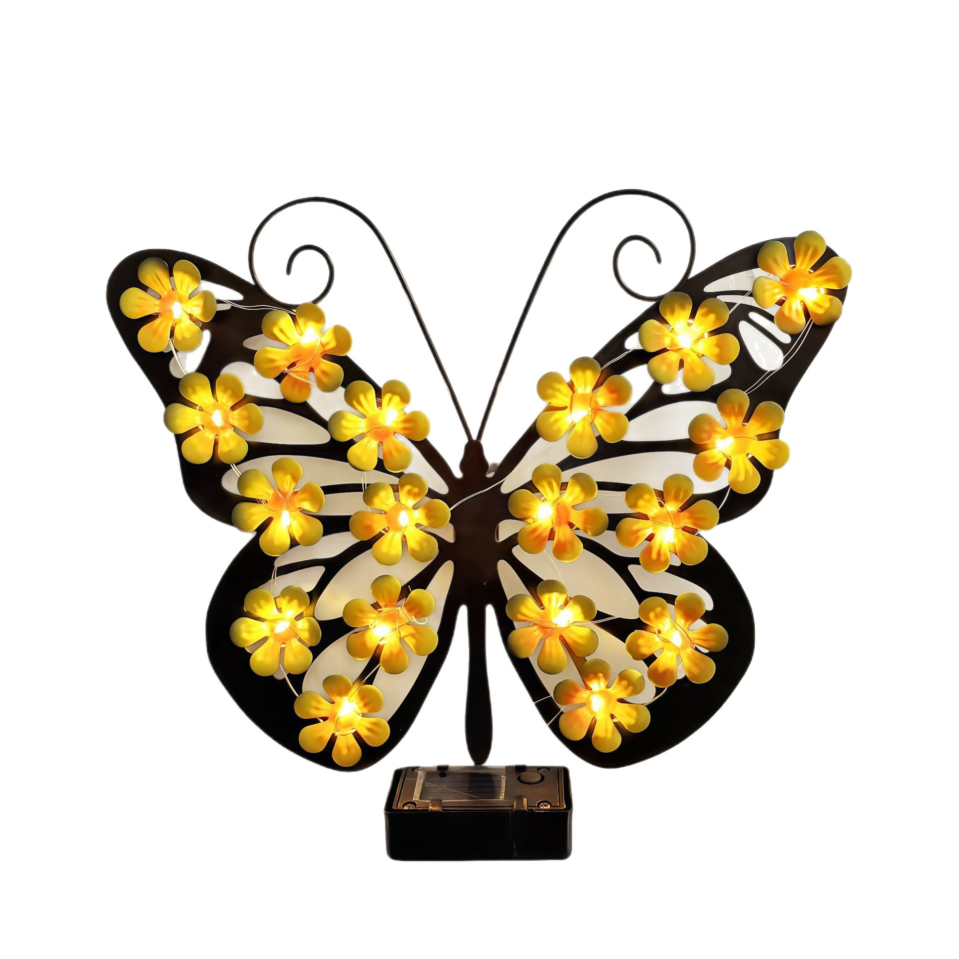 Solar Butterfly Wall Light, LED Metal Garden Wall Decor for Outdoor Patio - image 3