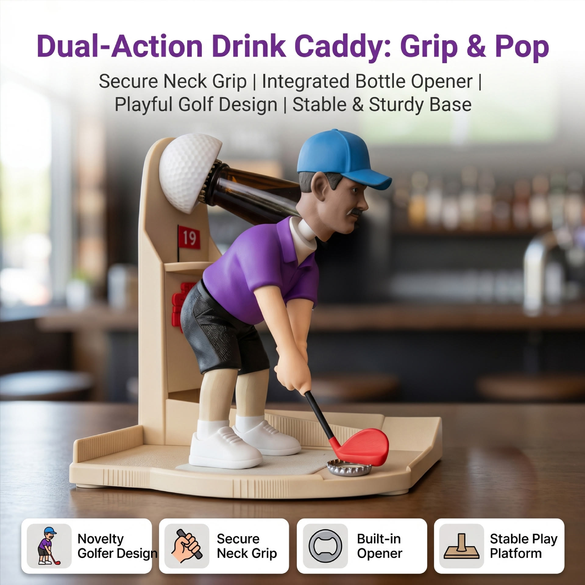 Novelty Golf Bottle Opener Freestanding Golfer Figurine Bottle Opener for Desktop, Openers|Collectibles - image 1