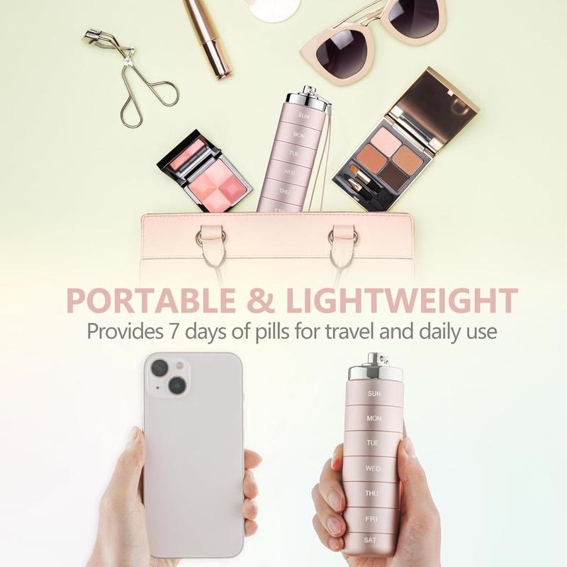 Metal Travel Pill Organizer, Portable 7-Day/4-Times Vitamin Organizer Stackable - image 2