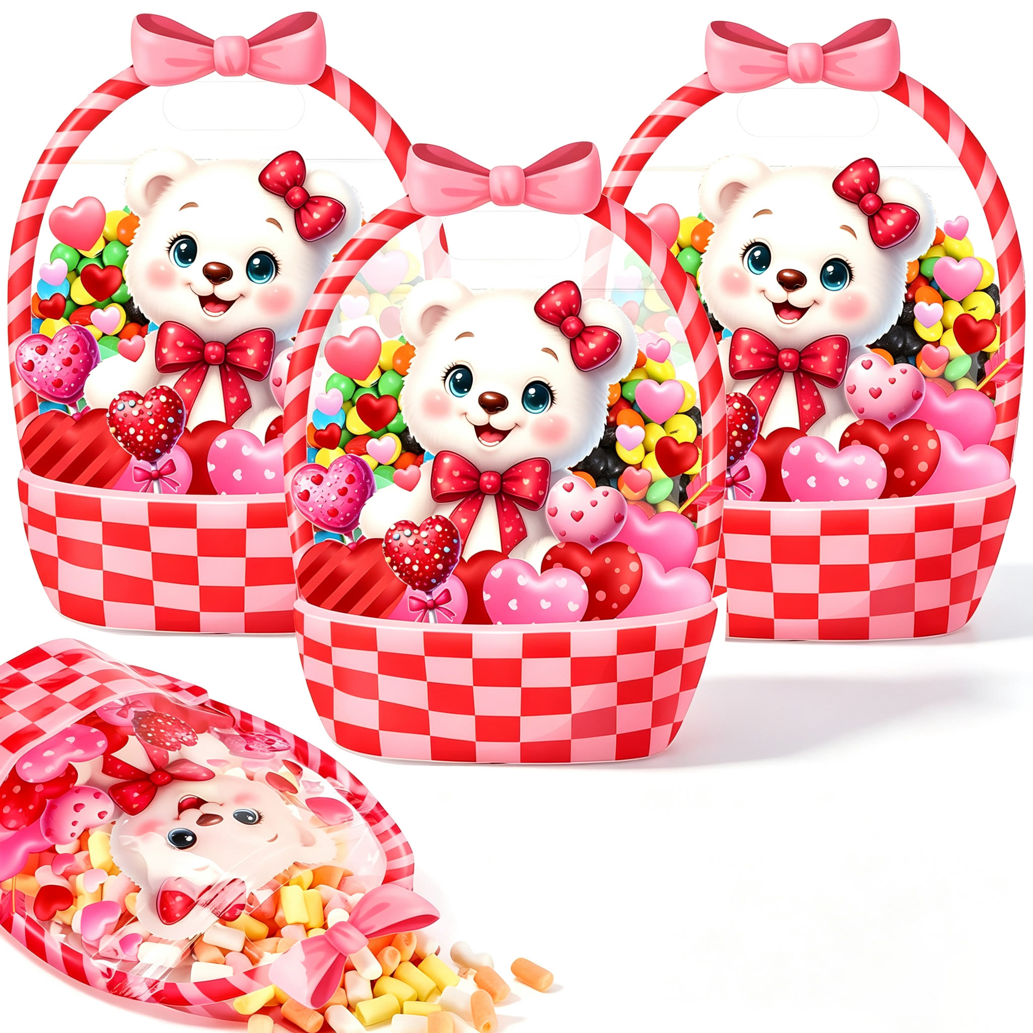 Halloween Goodie Bags Plastic Candy Bag Trick or Treat Bags - 🧸 Pink bear - 50PCS🎁Best Value - image 15