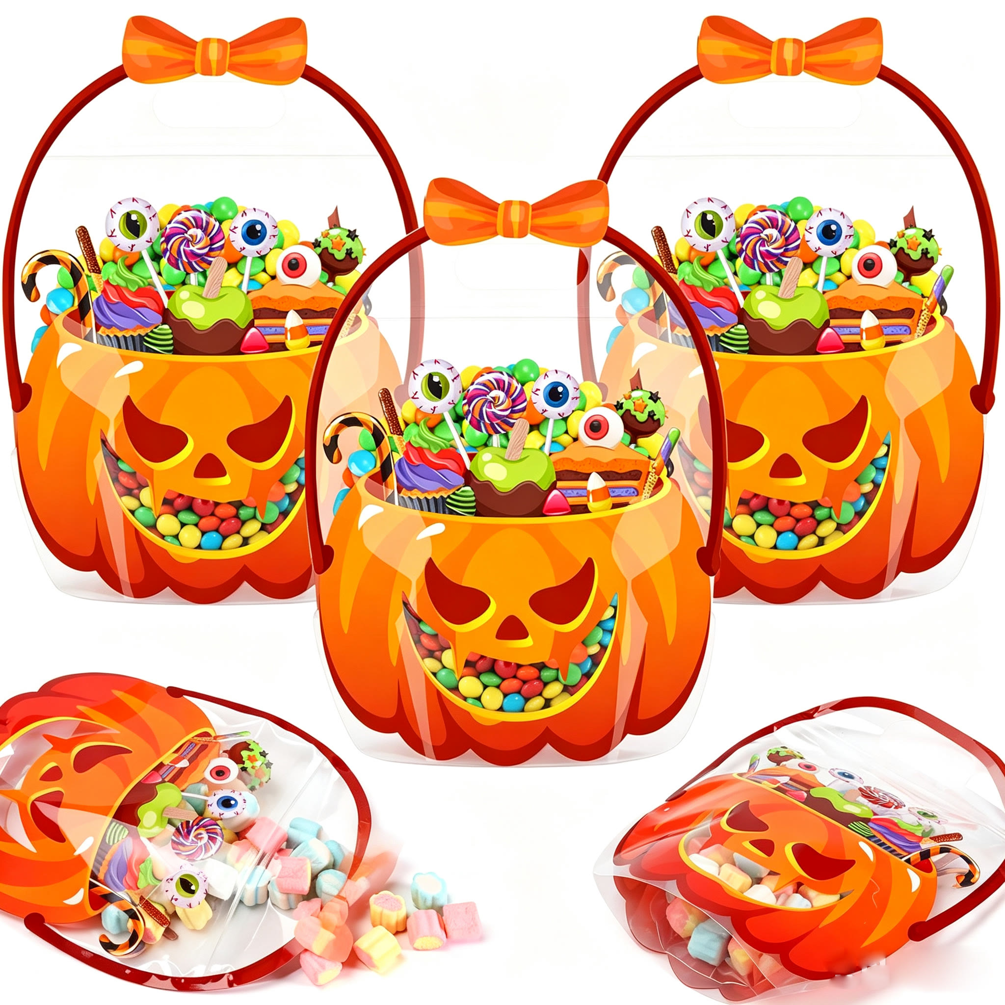 Halloween Goodie Bags Plastic Candy Bag Trick or Treat Bags - 🎃 Pumpkin - 50PCS🎁Best Value - image 11