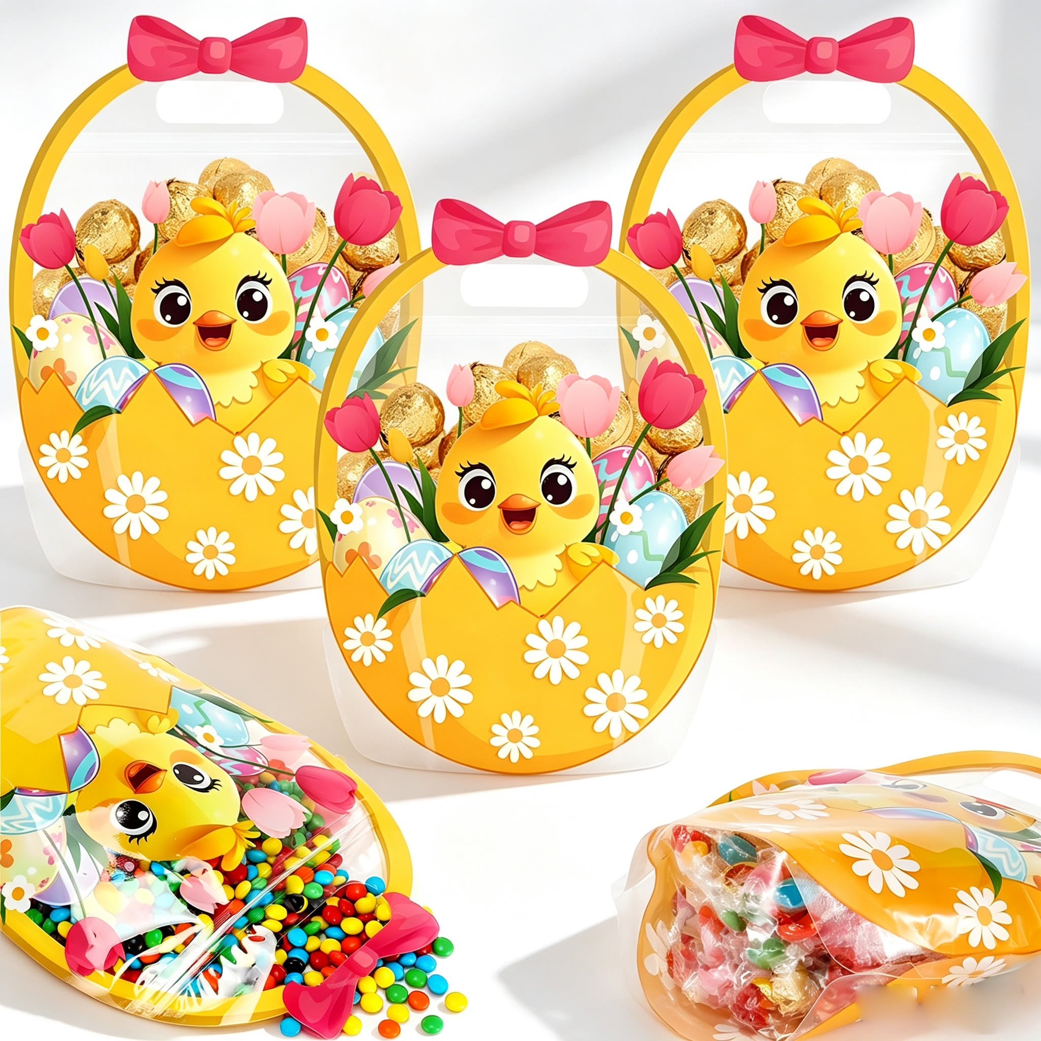 Halloween Goodie Bags Plastic Candy Bag Trick or Treat Bags - 🐥 Yellow chick - 50PCS🎁Best Value - image 23
