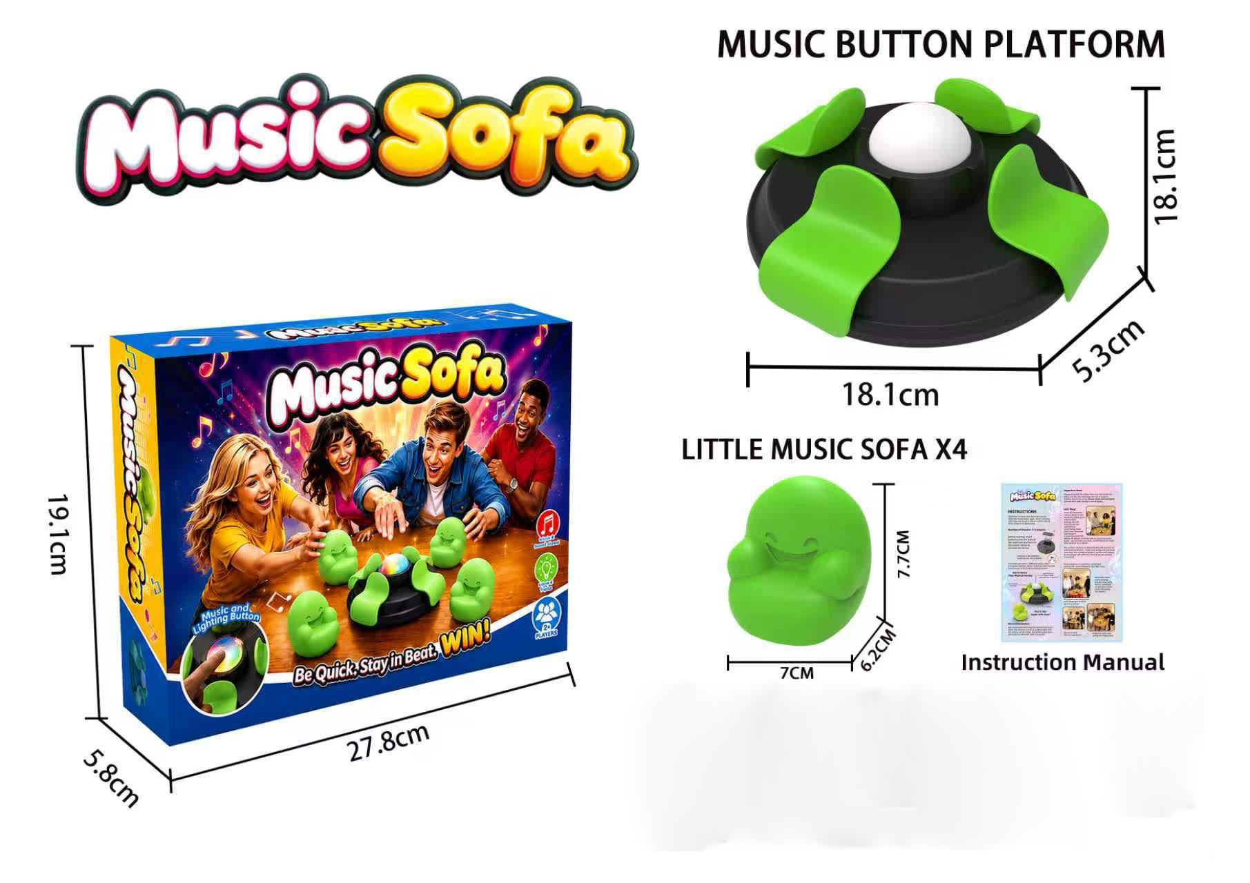 Music Sofa Chair Dance Game Classic Grab Game Party Entertainment - Green - image 7
