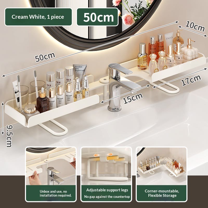 Foldable Over-Sink Organizer – No-Drill Carbon Steel Sink Storage Rack, Adjustable & Easy-Drain - White - 19.7inch - image 12