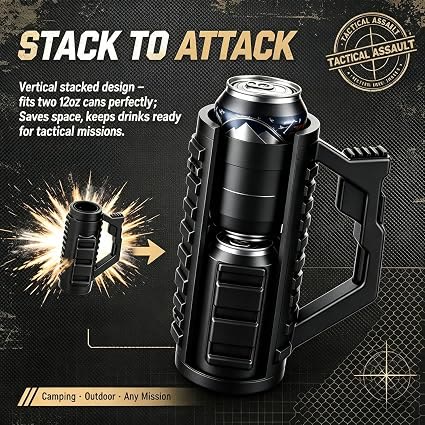 Tactical Assault Beer Holder, Double Tactical Reload Can Holder, Universal 12 Oz Can Cooler - image 9