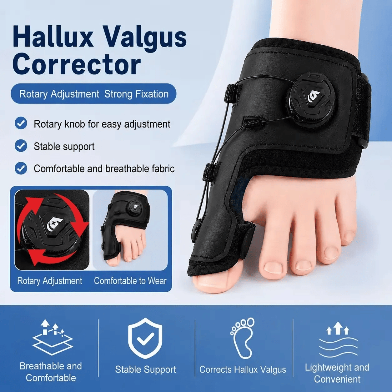 Adjustable Dial Knob Bunion Corrector, Big Toe Straightener & Toe Separator - image 1