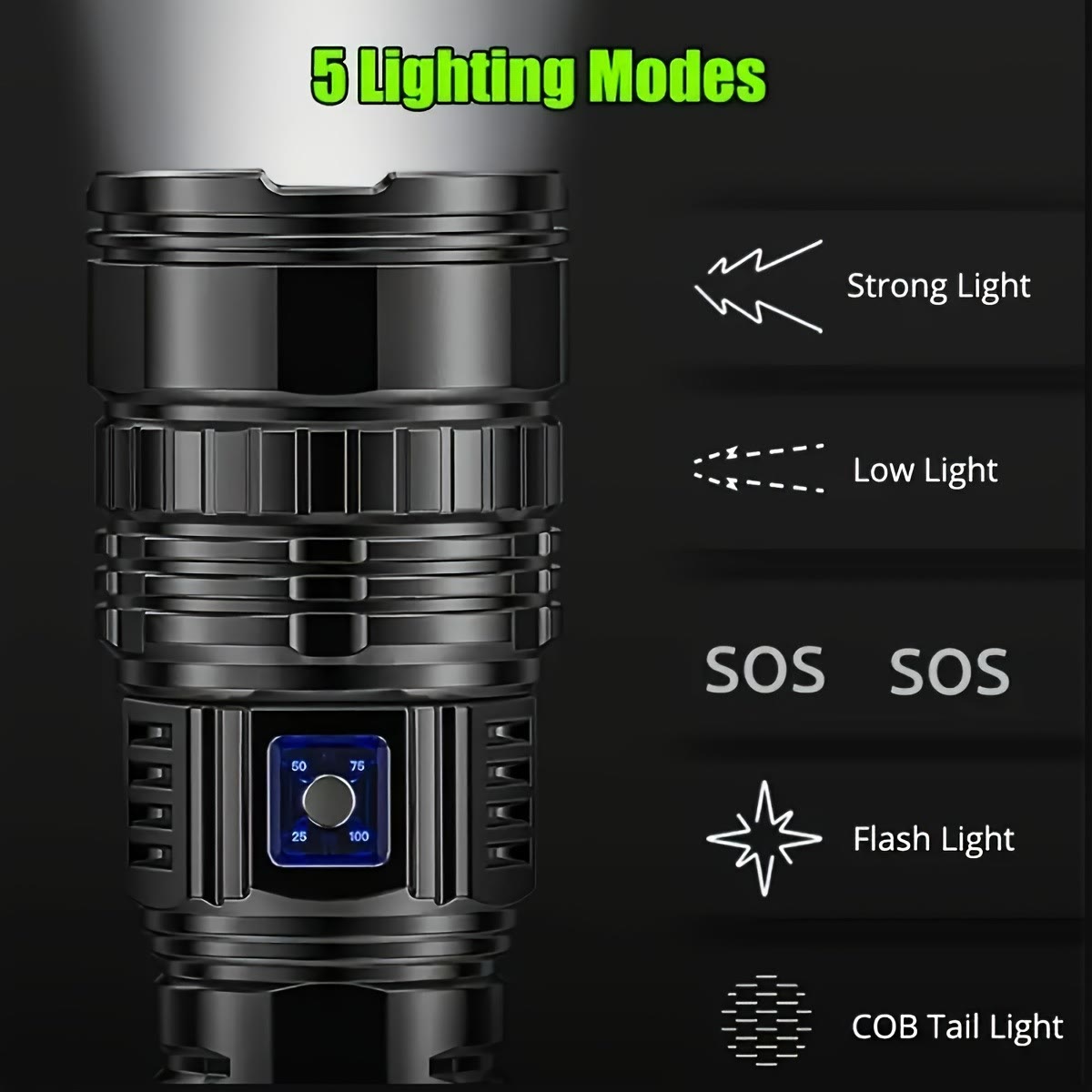 2-in-1 Rechargeable Flashlight Power Bank – Waterproof, Zoomable, USB Charging - image 9
