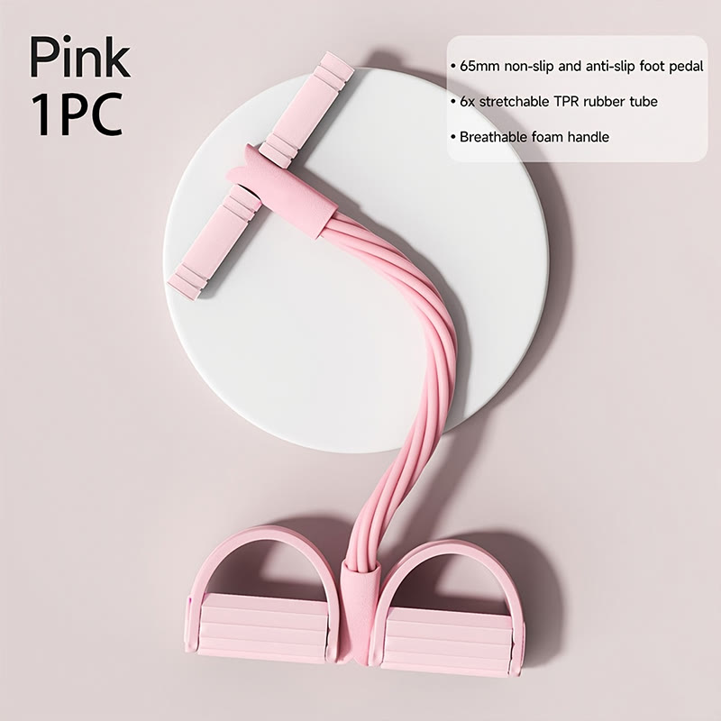 Pedal Resistance Bands With Handles, 6-tube Elastic Yoga Pedal Puller - Pink - image 1