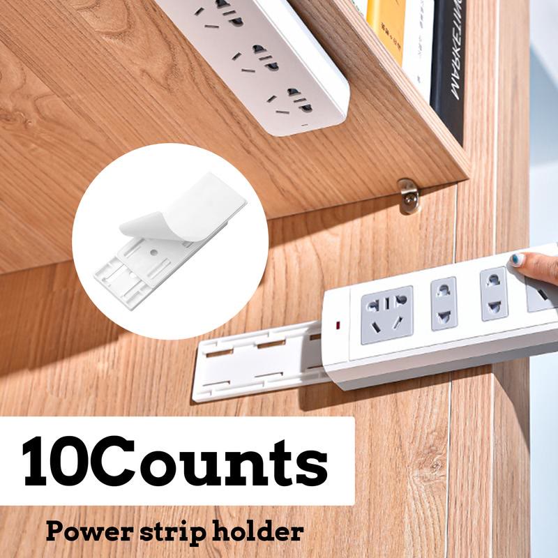 Adhesive Socket Holder – Punch-Free Wall Mount with Cable Organizer Clips - image 1