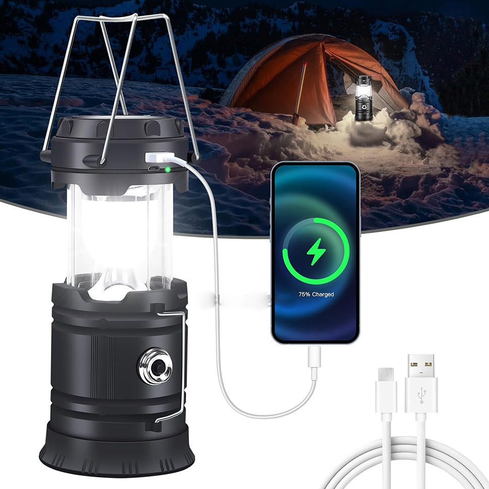 Solar Camping Lantern – Rechargeable LED Lights, Magnetic Base & Hanging Hook - image 1
