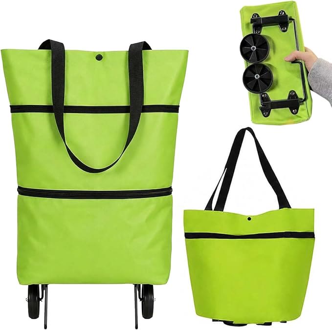 Collapsible Wheeled Shopping Tote, Reusable Grocery Bag, Lightweight Foldable Carry-All for Supermarket & Outings - image 1