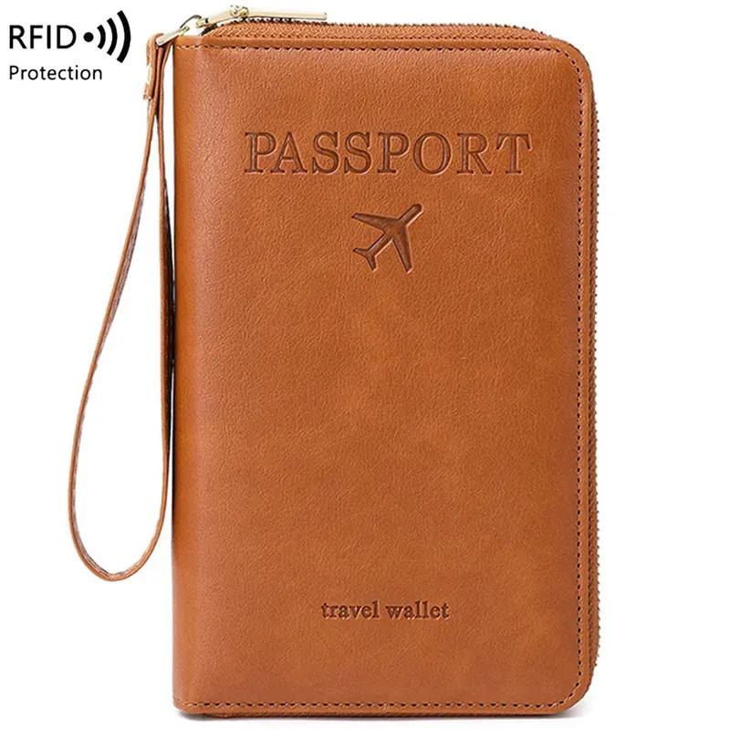 Simple Plain Passport Cases, Multi-functional Zipper Travel Card Holder, RFID Blocking Card Holder - image 5