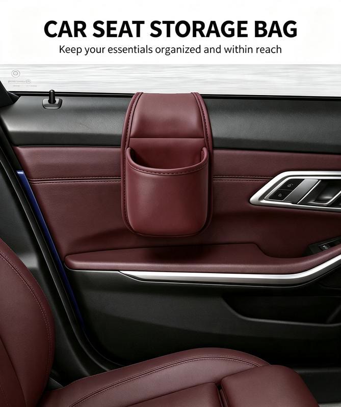 Leather Car Door Storage Pocket – Double-Layer Organizer for Keys & Phone, Universal Fit - image 2