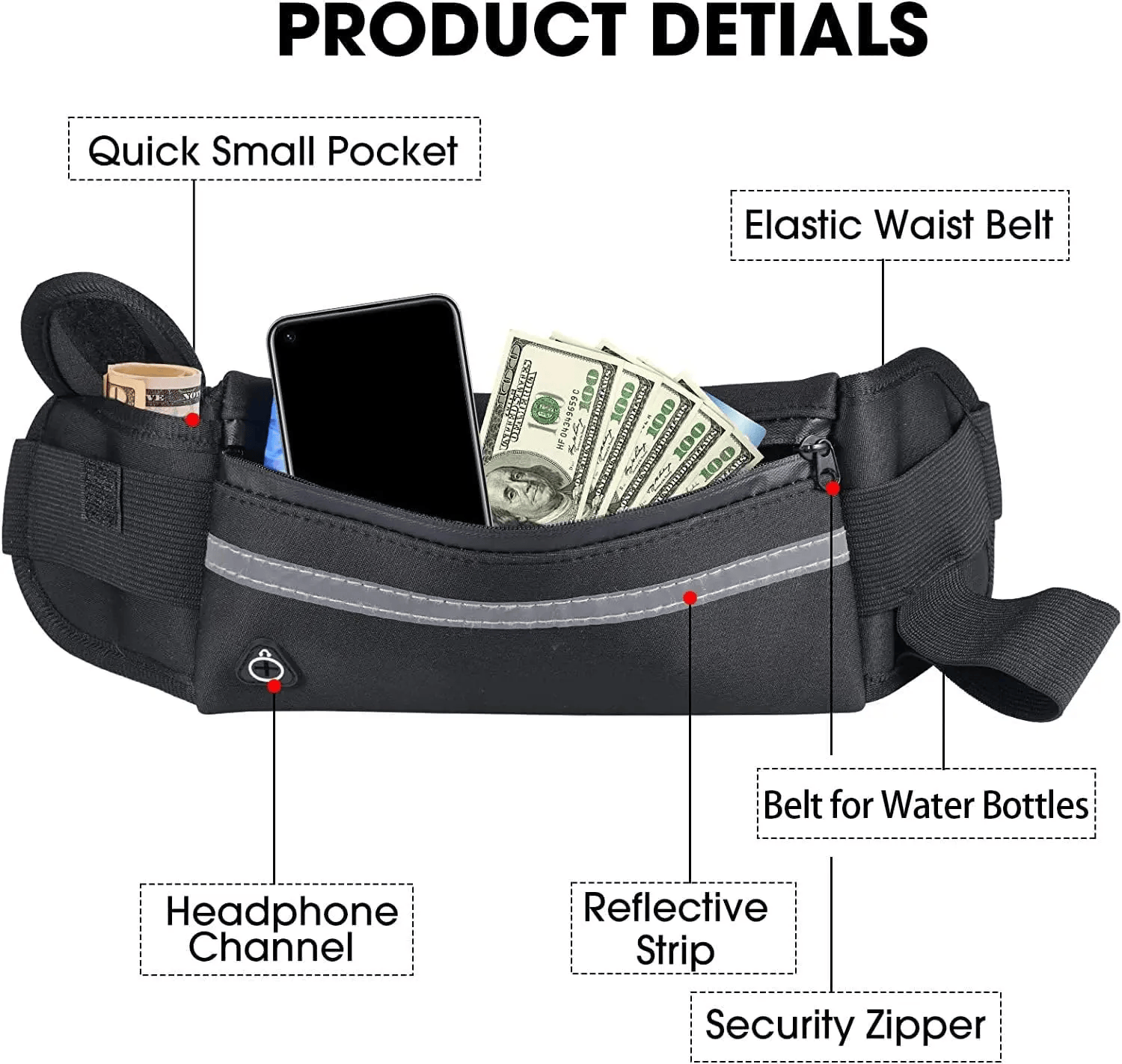 Unisex Sport Running Jogging Waist Belt - Waterproof, Adjustable Strap - image 7